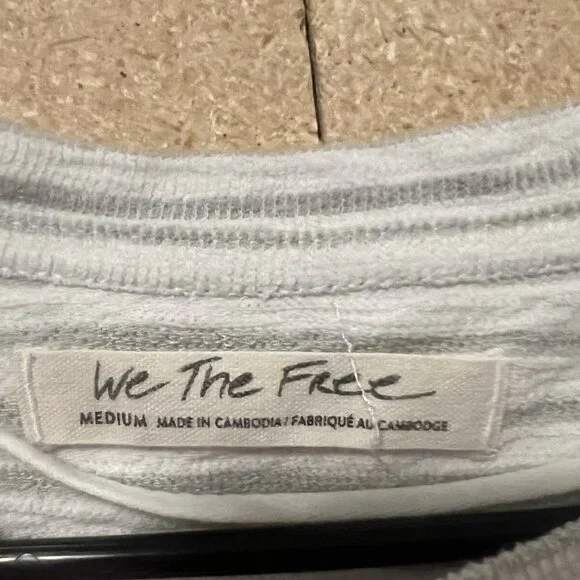 FREE PEOPLE We The Free Top Cropped Size Medium Sabrina Striped Terry Casual - Picture 5 of 10